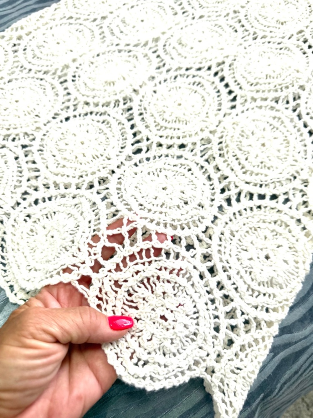 Women's Antique White Crochet Lace Maxi Skirt - Picture 3 of 6